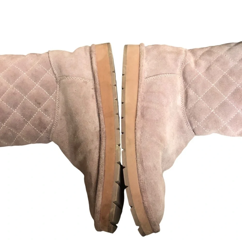 MICHAEL KORS WINTER SANDY DUSTY ROSE QUILTED SHEARLING LOGO TALL BOOTS WOMEN’S 8